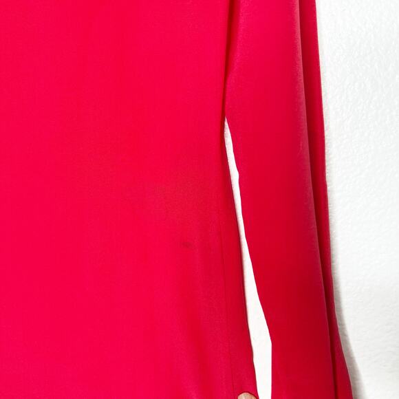 BARNEYS NEW YORK Silk Chiffon Long Sleeve Blouse V-Neck Button-Down Red Size 8 - Picture 4 of 11